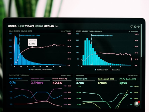 Analytics dashboard with charts and business data